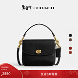 蔻驰（COACH）【礼物】经典标志CASSIE19号单肩斜挎包翻盖冬季女包 黄铜色硬件/黑色（新版）
