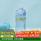 乐扣乐扣（LOCK&LOCK）人鱼线塑料运动水杯夏天便携水壶带刻度提手男女水杯子520ML蓝色
