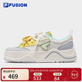 斐乐 FUSION斐乐潮牌女鞋滑板生活鞋2025夏新款50-50帆布鞋休闲鞋 奶白/精灵绿-GG 37.5