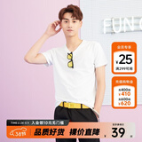 美特斯邦威t恤男女2025夏季新款纯色百搭纯棉短袖情侣装男士打底衫 漂白 S 165 88A