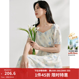 茵曼（INMAN）法式碎花高级感2025夏女新款休闲中长吊带连衣裙子 月蓝连衣裙-18424791 S