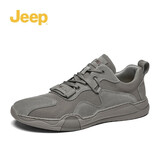 Jeep吉普男鞋轻便耐磨2025秋冬马丁靴男加绒中帮平板休闲鞋真皮鞋子男 灰色（网面-皮鞋码） 42