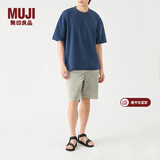 MUJI男式棉弹力斜纹短裤男士裤子休闲裤运动裤男生款AED91C3S