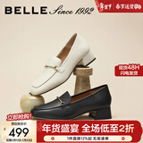 百丽（Belle）【92系列】粗跟乐福鞋女商场通勤百搭牛皮高跟鞋单鞋BZ521AA6 黑色（主推热销） 37 (235mm)