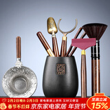 唐丰 茶道六君子茶具套装家用茶道配件陶瓷功夫茶勺茶夹茶针茶盘摆件 圆福茶道筒+品圣+茶刮+锦鲤茶漏