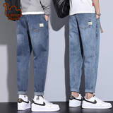 东方骆驼（EASTERN CAMEL）牛仔裤男2025新款百搭裤子男冬季弹力直筒宽松休闲潮牌九分长裤 806蓝色（单条） 30