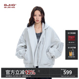 BJHG【解体】不计后果美式羽绒服男冬季潮牌情侣假两件宽松棒球服外套 浅灰色 XL 180-200斤