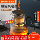 苏泊尔（SUPOR）磁吸飘逸杯过滤泡茶壶全玻璃耐高温一键茶水分离神器非按压 飘逸杯880ml