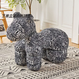 爱派森小马椅子网红动物座椅家用客厅落地摆件乔迁礼物卡通创意儿童沙发 【全新升级高品质】迪奥黑超大号