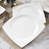 红牡丹 白色骨瓷盘子套装家用西餐盘釉下彩菜盘纯白碟子陶瓷牛排盘沙拉 纯白方形平盘 4个装 8英寸