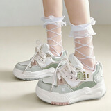 艾米与麦麦韩版少女运动休闲鞋2026春秋新款原创轻便清新百搭透气面包鞋厚底 肉食动物 35 按平时的尺码选择