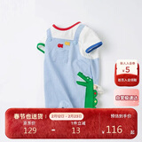 davebella戴维贝拉婴儿衣服新生儿连体衣初生宝宝爬爬服哈衣夏季棉质薄款男DB17261蓝白条纹59cm