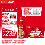 百威淡色拉格啤酒355ml*24瓶整箱装马年限定礼盒装年货送礼