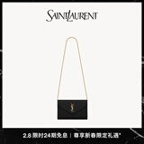 YSL圣罗兰 女士CASSANDRE ENVELOPE粒面皮革链条钱包 黑色 U