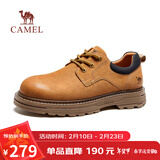 骆驼（CAMEL）低帮工装鞋秋季英伦皮革休闲男士马丁鞋 G15A076064 驼色 42