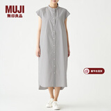 MUJI MUJI 女式 棉混弹力 法国袖连衣裙 BCL14A0S 灰色 M