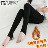 莫代尔品牌打底裤袜女士春秋款加大码连裤袜中厚绒外穿光腿神器加绒加厚 黑色踩脚 1条 均码 加薄绒(75-120斤)