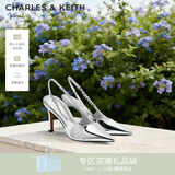 CHARLES&KEITH质感链条尖头高跟凉鞋子女鞋生日礼物女神节礼物CK1-60280377 Silver银色 37 (235)