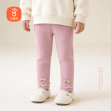 贝瑞加（Babyprints）女童打底裤秋冬宝宝加绒棉裤女孩加厚长裤儿童保暖裤子 粉150