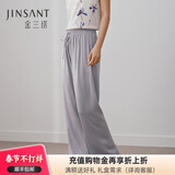 金三塔重磅真丝睡裤女桑蚕丝时尚休闲直筒长裤真丝家居裤 星空灰 M