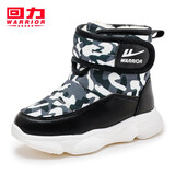 回力童鞋春季儿童雪地靴加绒加厚时尚女童保暖短靴男童棉鞋 0428黑色 37 参考图内长选择