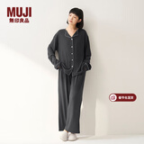MUJI女式柔软针织前开睡衣套装女士家居服女款女装25年秋季 FD32CC5A 炭灰色 L -XL 上装170/92A 下装170/74A
