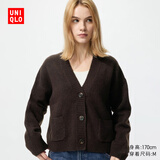 优衣库女装舒芙蕾针织短开衫/外套空调衫通勤478339 38 深褐色 S /155/80A