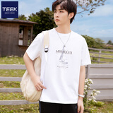 TEEK纯棉男款短袖t恤男装衣服 青少年夏季男生上衣休闲夏装半袖体恤衫 【帆行四海】HS98Q白色 L