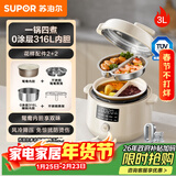 苏泊尔（SUPOR）【厨房好年货】鸳鸯电压力锅3L 多功能0涂层钢胆2-4人家用风冷降压电饭煲电炖锅高压锅SY-30YC3001