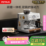 柏翠（ petrus ）意式咖啡机半自动家用奶泡机研磨一体小型双泵牛角手柄PE3899 新年礼物