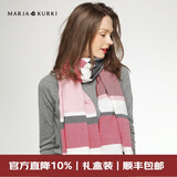 玛丽亚·古琦（MARJA KURKI）羊毛围巾女冬季 礼盒装保暖披肩围巾两用 千鸟格围脖女礼物 红色