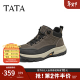 他她（TATA）2025冬时尚简约百搭男士靴新款高帮真皮户外运动鞋VPU01DD5 灰/黑 41