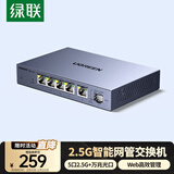绿联轻管理2.5G交换机5口2.5G口+万兆光口 Web智能网管网络分线分流器支持vlan猫棒IPTV光猫NAS 15811