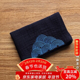 容山堂和幸棉麻茶布茶巾吸水加厚养壶巾干泡茶席桌旗茶具配件布垫茶水巾 四层祥云棉麻茶巾-藏青