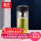 富光男女士双层玻璃杯 高硼硅玻璃304茶隔水杯子 带茶隔泡茶杯500ml