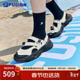 斐乐（FILA）FUSION斐乐玛丽珍凉鞋女鞋新款凉拖魔术贴海螺沙滩鞋 微白/黑-WB 36.5