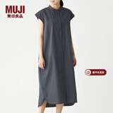 MUJI MUJI 女式 棉混弹力 法国袖连衣裙 BCL14A0S 炭灰色 L