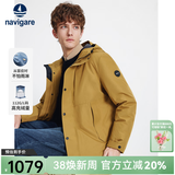 Navigare意大利小帆船男士连帽羽绒服冬季防风休闲男装防泼水时尚高端外套 土黄 L /50