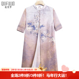 秋芙罗母亲节礼物送妈妈夏装国风连衣裙中老年人女装50岁60洋气裙子衣服 红咖色 3XL 180/100A【建议115-130斤】