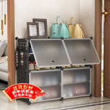 安尔雅超薄鞋柜门口简易鞋架玄关多层防尘收纳架树脂组装柜 双列4层