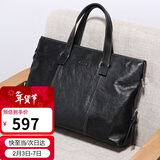 高尔夫（GOLF）公文包男士商务头层牛皮手提包大容量电脑包时尚横款单肩斜挎包