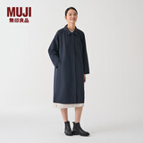 MUJI女式 不易沾水 立领大衣 外套女款 中长款 风衣 BDE94C4S 深藏青色 XL (165/92A)