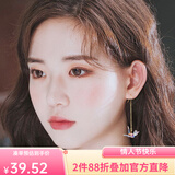 osewaya耳环女和纸手工千纸鹤耳夹无耳洞女森系清新气质长款耳饰氛围单只 淡紫色耳环 单只