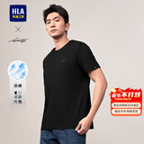海澜之家（HLA）短袖T恤男款轻商务时尚系列绣花短袖男夏季 【凉感抗菌防螨】黑色97 L 175/92A  推荐69-75kg