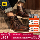 卡特（CAT）马丁靴工装靴男鞋经典款BRAVADO轻户外复古时尚牛皮面机车靴子男 深棕P712950 42