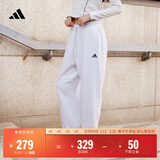 adidas休闲加绒加厚毛圈布束脚运动裤男女秋冬阿迪达斯官方轻运动 浅麻灰   3XL