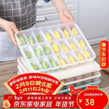 乐扣乐扣（LOCK&LOCK）冷冻饺子盒套装塑料保鲜盒冰箱冷藏馄饨21分格*2收纳盒