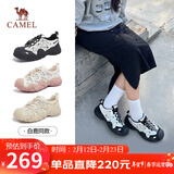 骆驼（CAMEL）丑萌登山鞋女时尚撞色户外休闲鞋 L24S076620 米/银/黑 36