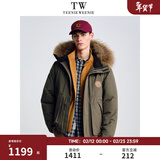 Teenie Weenie【何洛洛同款】2025新款男女同款工装三防貉子毛保暖派克羽绒服 军绿 M (170)