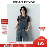 UR2026春季新款女装潮流做旧水洗猫须牛仔背带裤UYV850122 蓝色 29